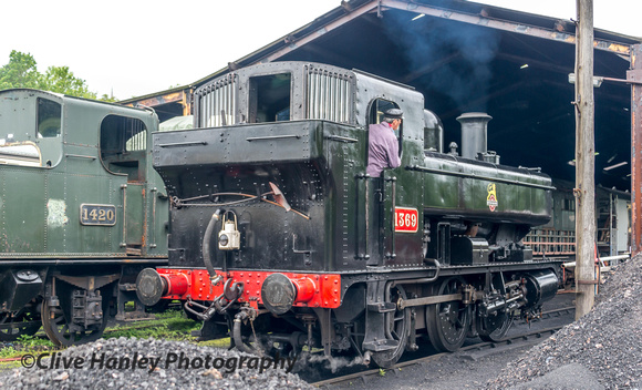 1369 enters the works at Buckfastleigh.