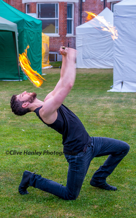 At the evening Festival meal entertainment included this fire swinging act.