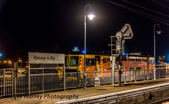 With the floodlit cathedral tower in the distance I must go and take a closer look at this tamping unit.