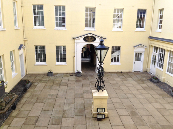 A view from the window of Apothercaries Hall into the courtyard leading onto Black Friars lane.