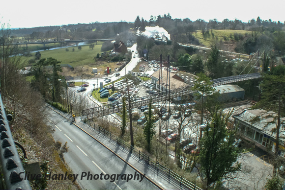 A view from the castle site towards the station at Bridgnorth.