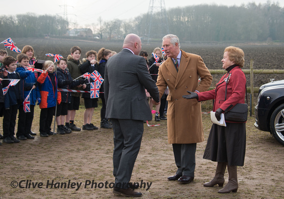Jennifer Ann Gretton, Baroness Gretton DStJ JP DL Lord Lieutenant of Leicestershire presents Prince Charles to Steve Cramp.