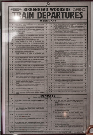 Also on display was a timetable from Birkenhead Woodside.
