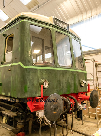 The single DMU carriage was receiving a new coat of paint