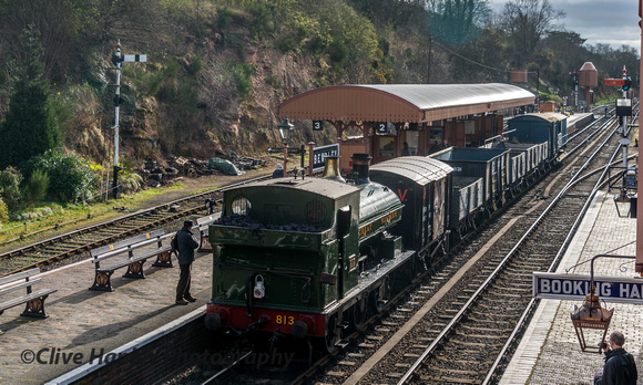 813 at the head of the goods train at Bewdley.