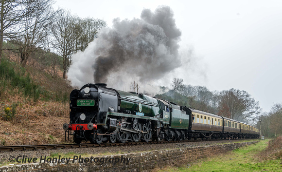 Bulleid Pacific no 34053 Sir Keith Park heads north with the 12.45pm to Bridgnorth
