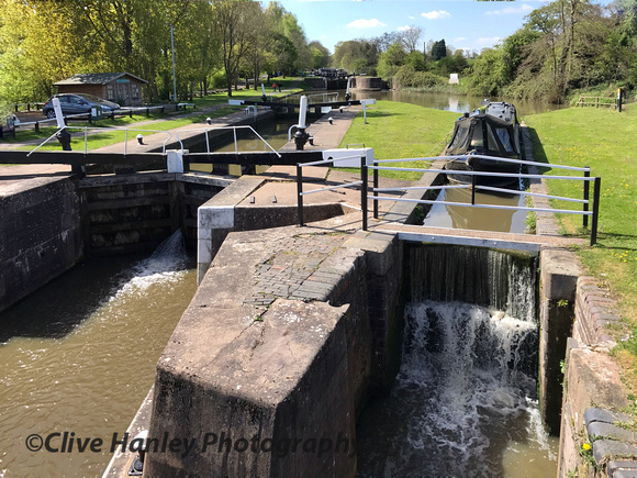 The canal locks were widened in the 1930's to enable faster journey times. The older, narrow lock remains here.