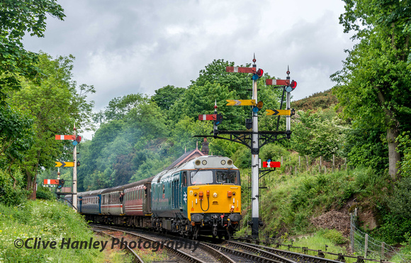 Departure of the Class 50 south from Bewdley