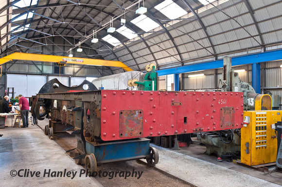 Inside Williton workshops were the frames of Prairie tank loco no 4561