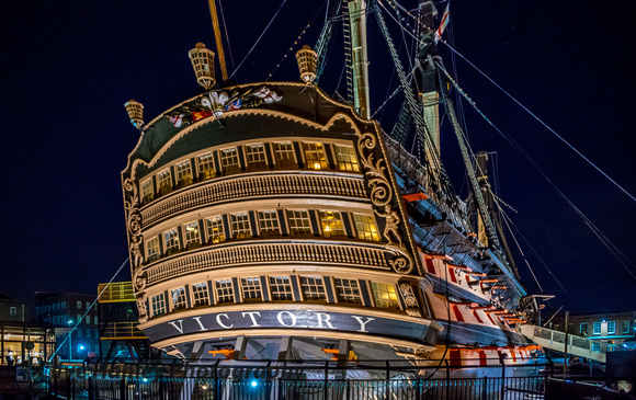 HMS Victory at night looked stunning as we walked back to the hotel.