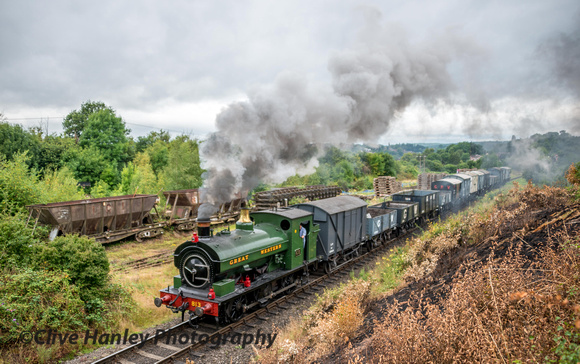 GWR 0-6-0ST no 813 sets off towards Kidderminster and is seen passing the PW yard.