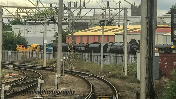 A zoomed in shot of 46233 Duchess of Sutherland at Crewe.
