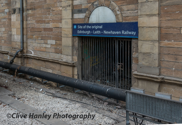 Site of the Edinburgh Leith Newhaven Railway at the back of platform 20.