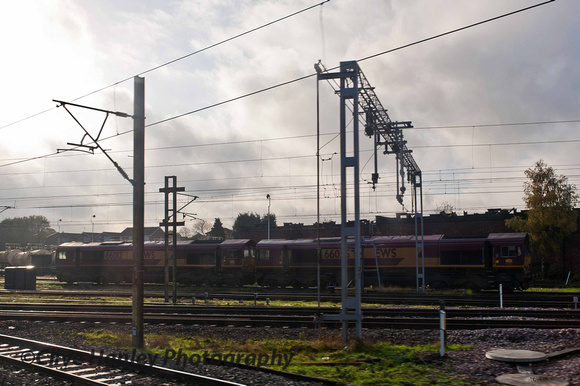 No this isn't a shot of the ubiquitous Class 66's! Its the Bescot steam shed behind them that was of interest.