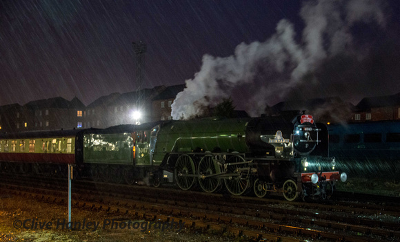 The rain was falling heavily as 60163 began its final positioning move.