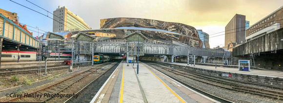A panorama shot of the north end of New Street