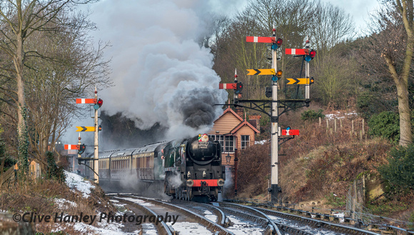 Bulleid BB Pacific no 34053 Sir Keith Park heads through with the staff special from Bridgnorth