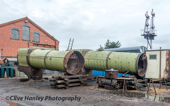A further two GWR Collett boilers stand in the yard.