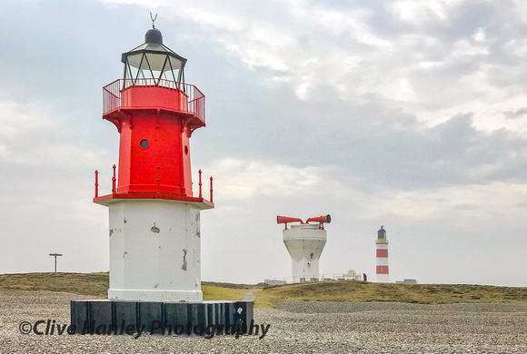 Lighthouses and a foghorn at The Point of Ayre