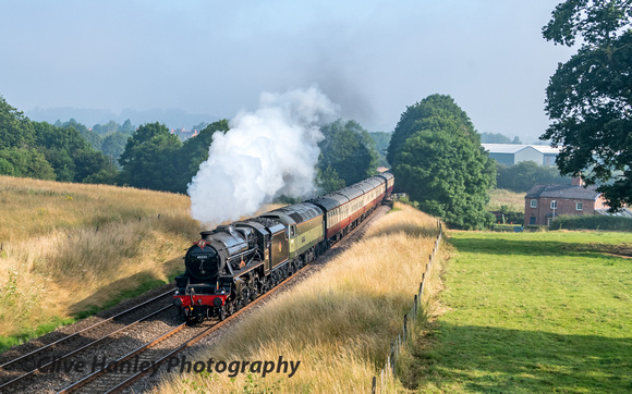 Stanier Black 5 no 45231 The Sherwood Forester supported by Class 47 no D1835  heads south towards Shrewsbury.