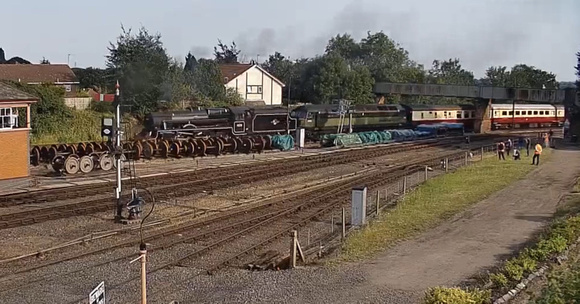 45231 is seen departing Kidderminster and accessing the mainline. Courtesy of SVR webcam.