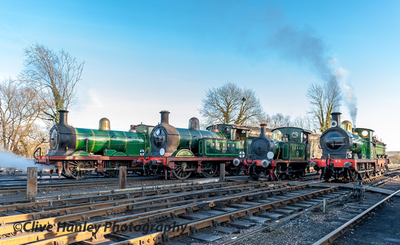 A line up of S.E & C.R. locomotives (South East & Chatham Railway)
