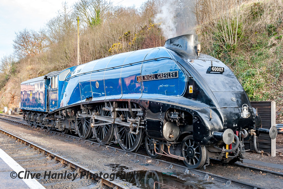 Gresley's finest. A4 Pacific no 60007 Sir Nigel Gresley stands at the Bewdley depot