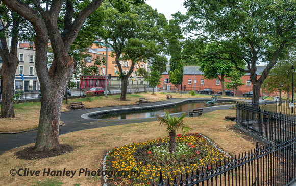 The floozy in the jacuzzi sculpture now sits in this small park after residing in O'Connel Street for most of the 1980's