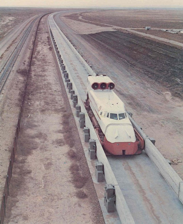 The Grumman on test. 22 miles of test track was built that swallowed most of the funding.