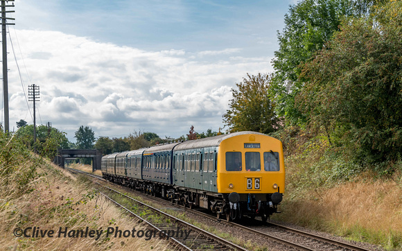 The DMU has just passed beneath Woodthorpe bridge with the 10.30 from Rothley