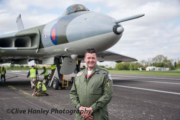 John asked me to take a couple of shots of him posed in front of XM655. No problem.