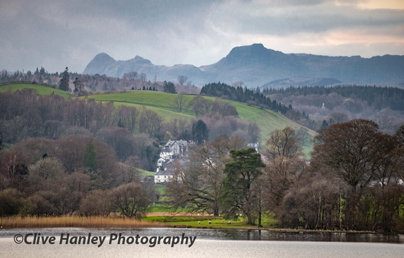The Langdale Pikes in the distance
