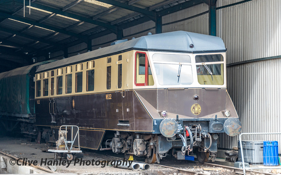 In the carriage shed was one of the GWR diesel units known as Flying Bananas.