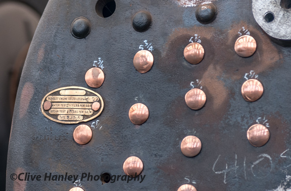 A Hunslet built boiler displays some superb copper rivet work.