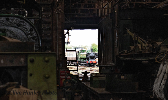 7752 was seen through the far doors of the loco works.