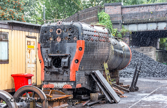 The boiler for Stanier black 5 no 45491 was also on the shed apron.