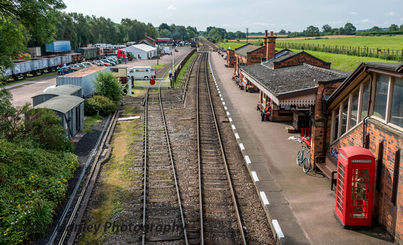 An overall view of Quorn station from the bridge.