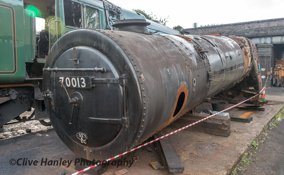 The boiler from 70013 Oliver Cromwell awaits its move to Tyseley for overhaul.