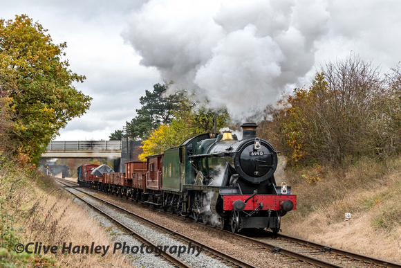 Modified Hall Class 4-6-0 no 6990 Witherslack Hall heads south towards Quorn with the mixed freight.