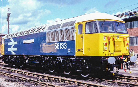 Class 56 no 56133 awaits its turn to reveal the nameplate.