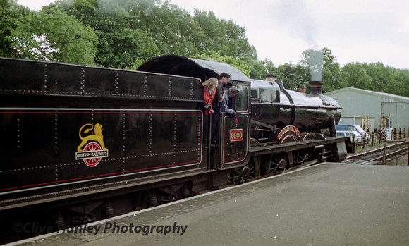 Modified Hall Class 4-6-0 no 6990 Witherslack Hall awaits departure from Rothley. The carriage workshop is on the right.