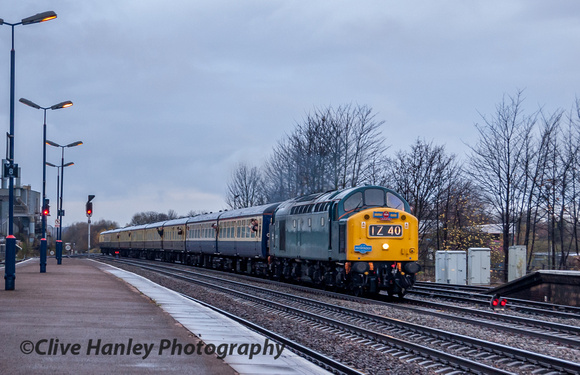 The Class 40 no 40145 approaches Leamington Spa from Coventry.