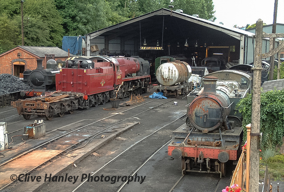 An overall view of Bridgnorth shed. I don't know which loco is nearest the camera though.