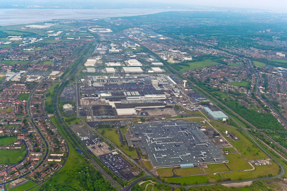 Looking over the FORD car factory towards the city of Liverpool.
