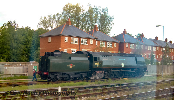 A final shot of 34067 Tangmere through the window of the train.