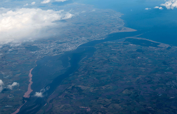 Significant turbulence meant my flight headed due north. Here we are flying over the Tay estuary with both rail and road bridges in view.