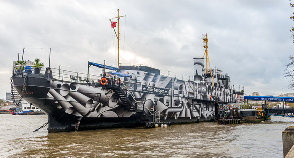 HMS President (1918) has received Dazzle livery.