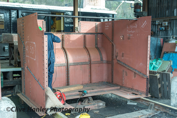 A walk through the yard showed progress on the bunker section of GWR Prairie tank loco no 4150.