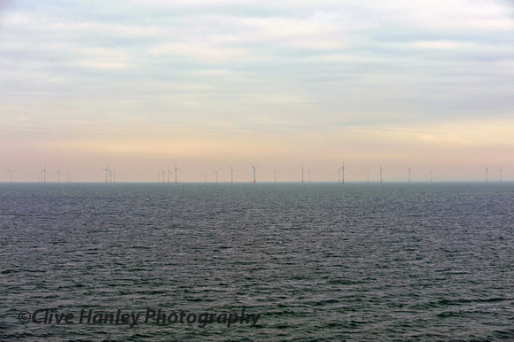 Offshore Wind farms line the south Cumbrian coastline