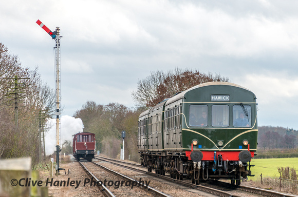 The DMU set passes as an ecs turn from Rothley Brook.